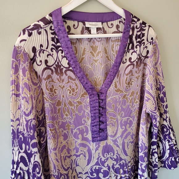 Dress Barn 1X Y2K Romantic Whimsigoth Fairy Grunge Boho Barocque Plisse Tunic - Picture 7 of 14